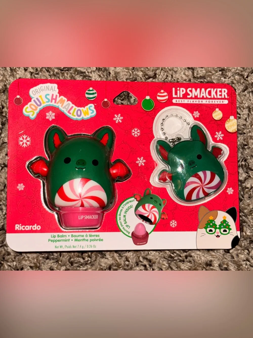 Squishmallows Lip Smacker Peppermint Lip Balm & Mini - Red & Green